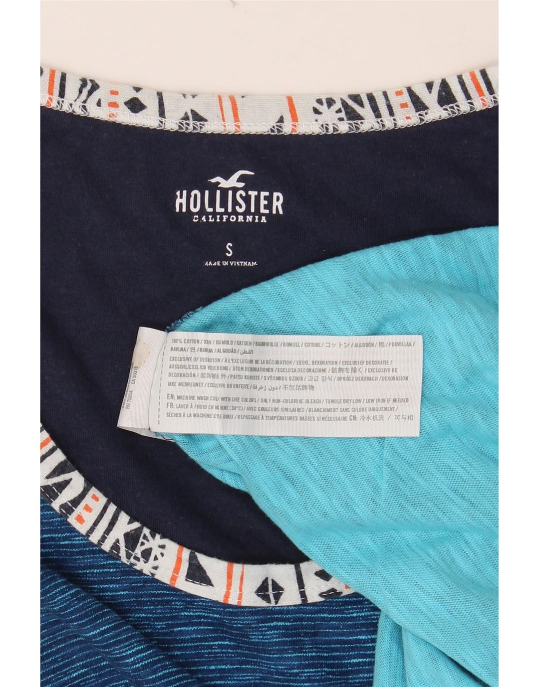 HOLLISTER Męska kamizelka, mała, niebieska, bawełniana w prążki