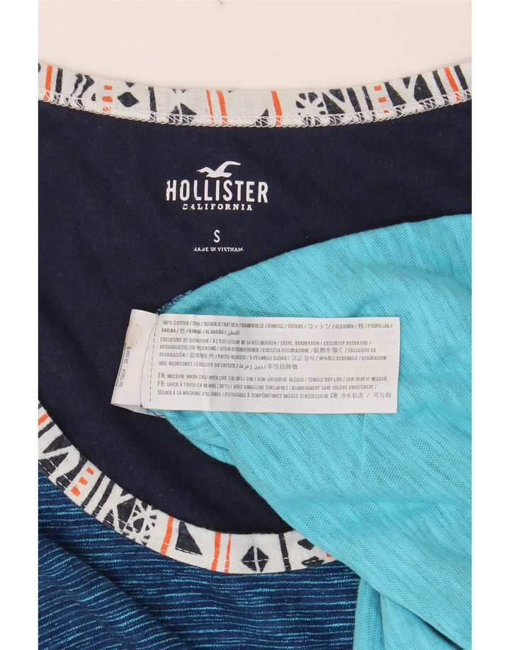 HOLLISTER Męska kamizelka, mała, niebieska, bawełniana w prążki