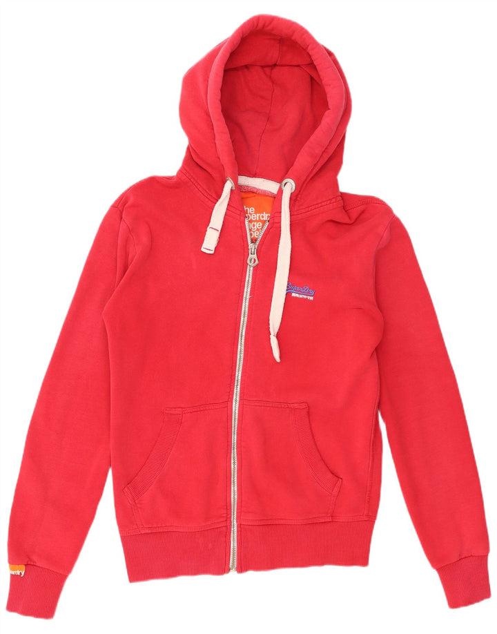 Męski sweter z kapturem i zamkiem błyskawicznym Superdry, mały, czerwony, bawełniany