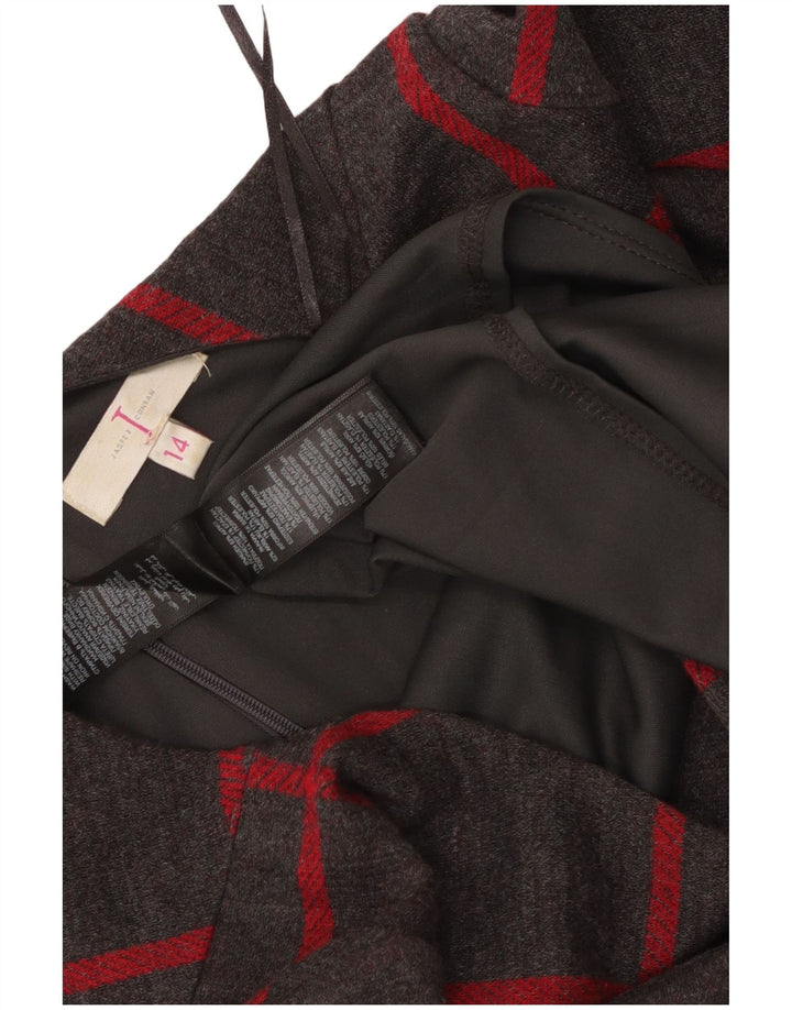 JASPER CONRAN Damska sukienka płaszczowa z rękawem 3/4 UK 14, średnia szara kratka