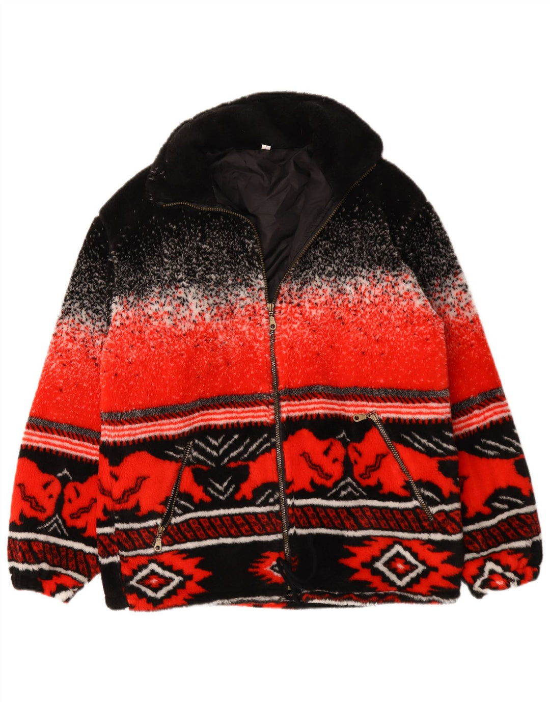 Sweter męski rozpinany w stylu vintage UK 38 Medium Red Fair Isle