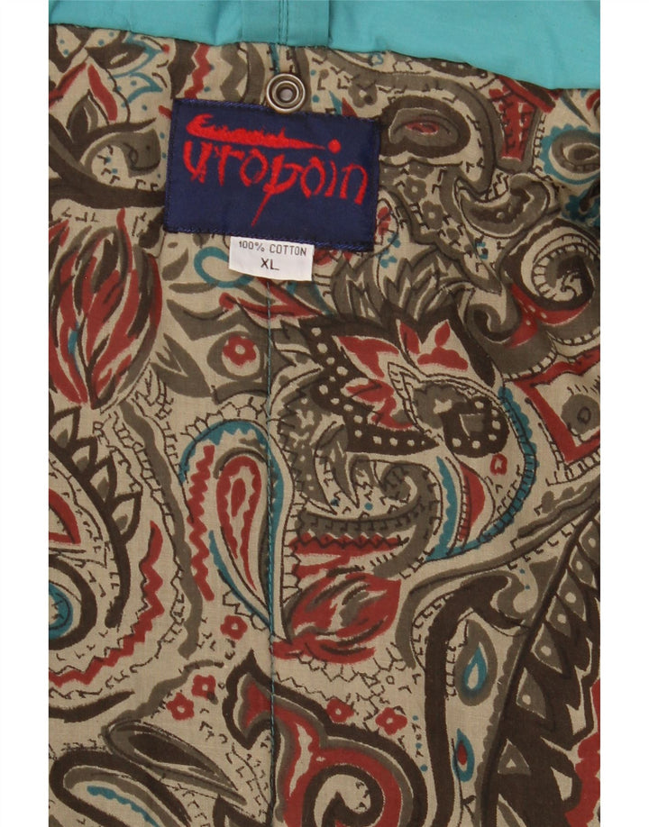 Vintage damski płaszcz oversize z podszewką UK 18 XL, niebieska bawełna
