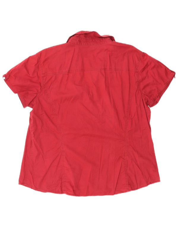 Koszula damska z krótkim rękawem EDDIE BAUER UK 18 XL, bordowa, bawełniana