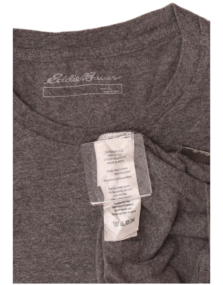Męski top graficzny EDDIE BAUER z długim rękawem, duży, szary, bawełniany