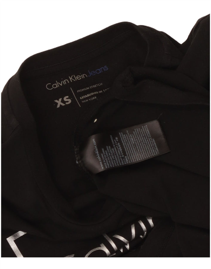 CALVIN KLEIN JEANS Damski T-shirt z grafiką Top UK 6 XS, czarny, bawełniany