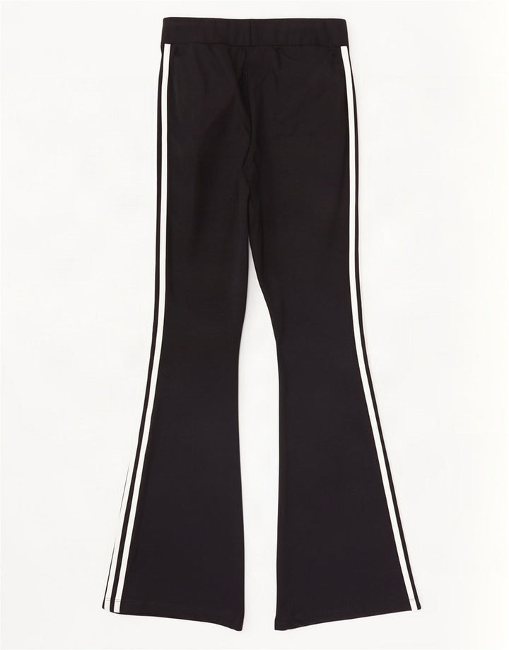Damskie spodnie dresowe Adidas Flare UK 10, małe, czarne, poliestrowe
