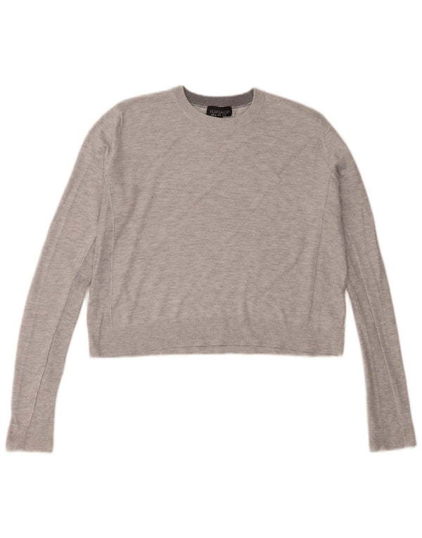 Damski sweter oversize z okrągłym dekoltem Topshop UK 10, mały, szary