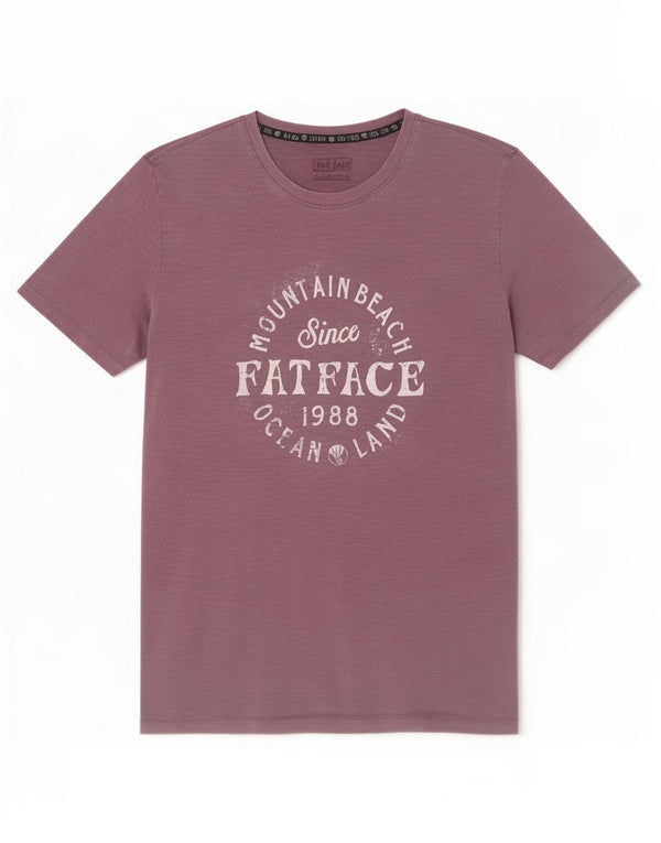 Fat Face Mens Graphic T-Shirt Top Medium Purple Cotton