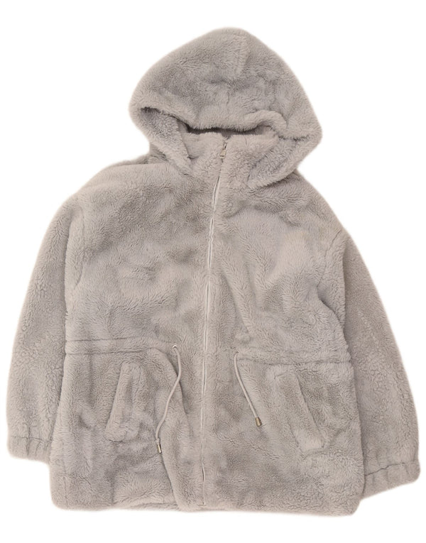 Damska kurtka polarowa Guess Teddy Bear z kapturem, oversize, UK 18 XL, szara
