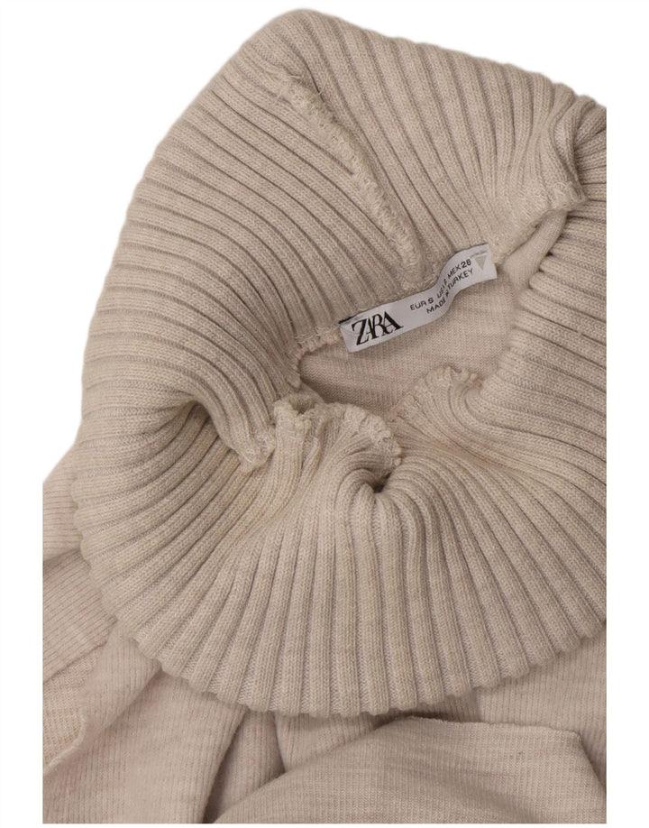 ZARA Womens Roll Neck Vest Tank Top UK 10 Small Grey