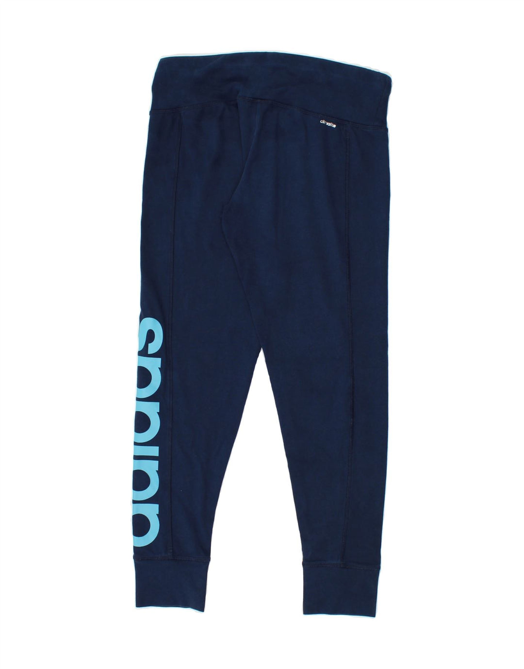 ADIDAS Womens Graphic Leggings UK 12/14 Medium Navy Blue Vintage Adidas and Second-Hand Adidas from Messina Hembry 