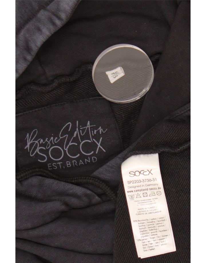 Męski sweter z kapturem i grafiką SOCCX UK 42, duży, czarny, bawełniany