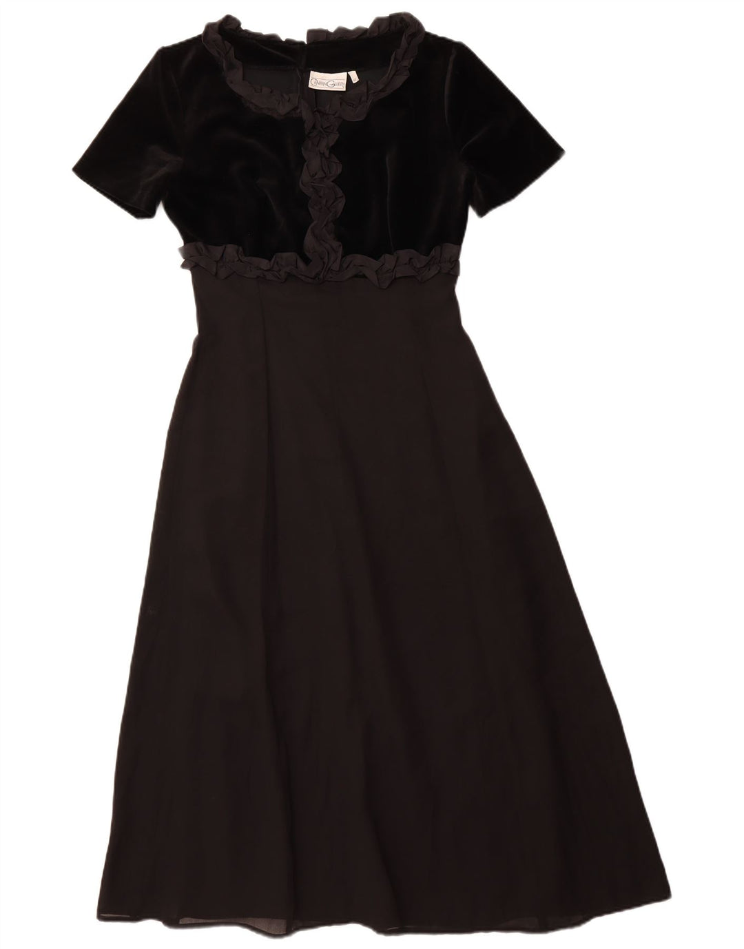 Damska sukienka maxi z falbaną w stylu vintage IT 42, średnia czerń