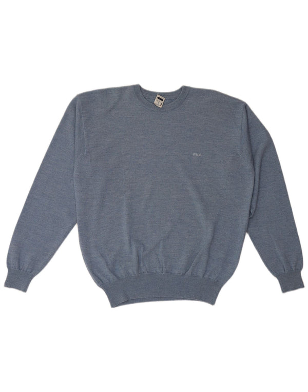 Męski sweter Fila z okrągłym dekoltem 2XL, niebieska wełna