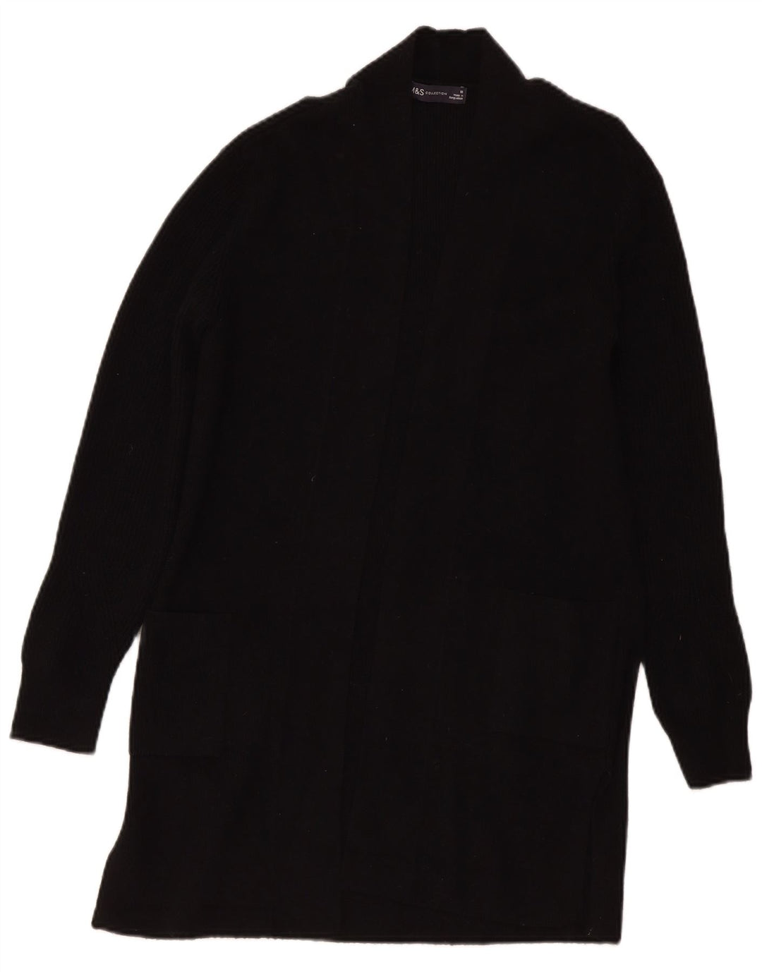 Marks & Spencer Damski sweter rozpinany o przedłużonym fasonie, UK 10, mały, czarny