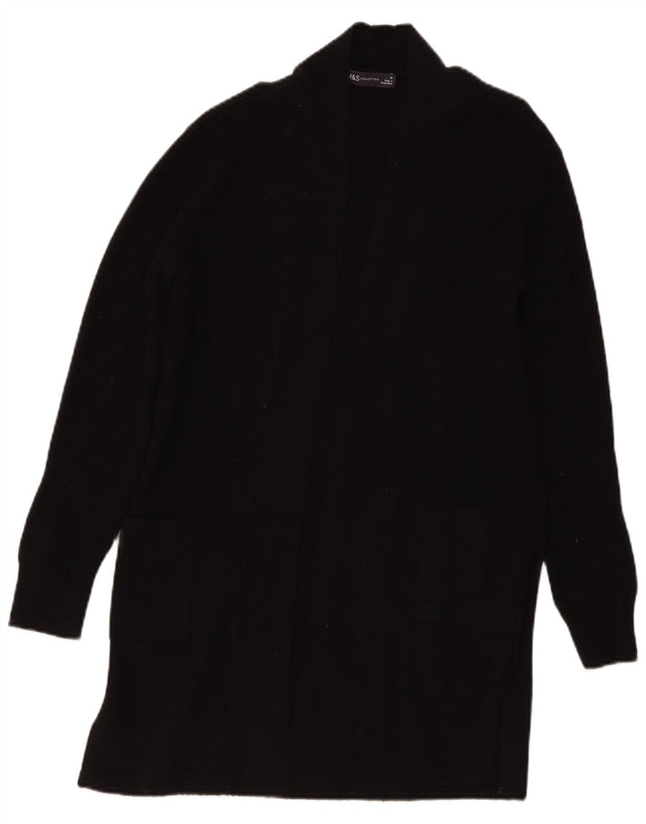 Marks & Spencer Damski sweter rozpinany o przedłużonym fasonie, UK 10, mały, czarny