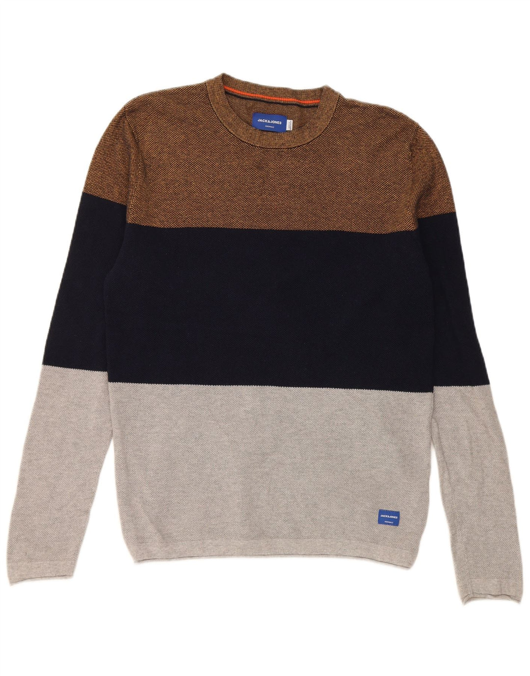 Męski sweter Jack & Jones z okrągłym dekoltem, duży, wielokolorowy z blokami kolorów