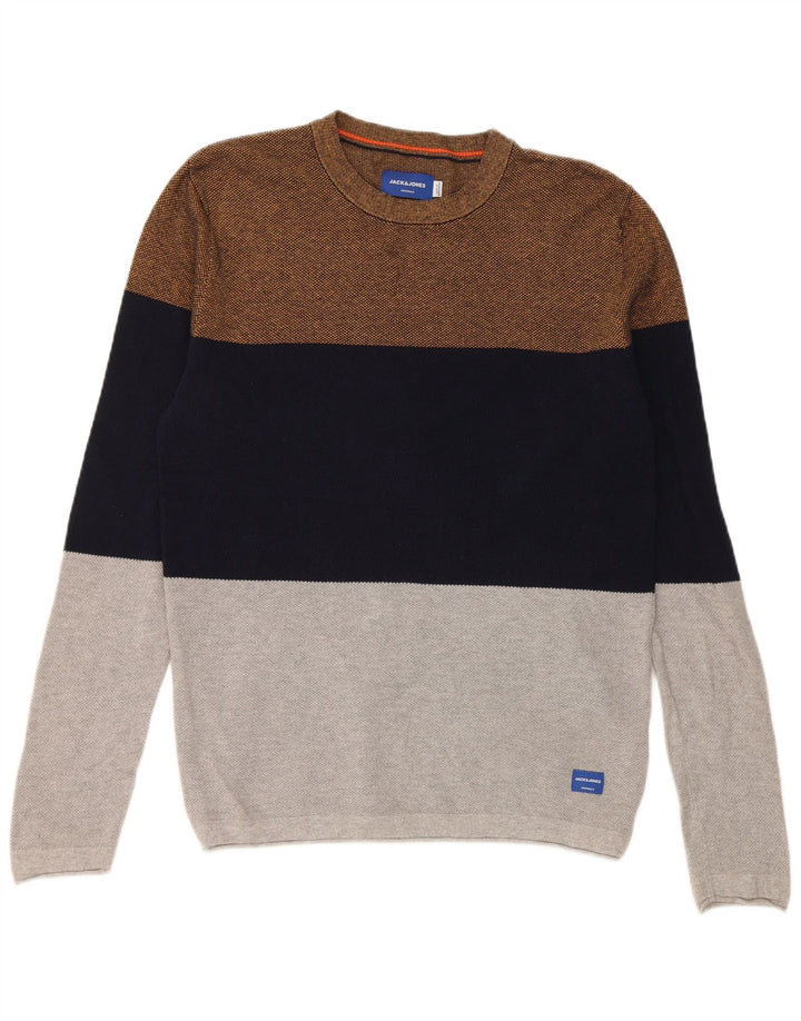 Męski sweter Jack & Jones z okrągłym dekoltem, duży, wielokolorowy z blokami kolorów