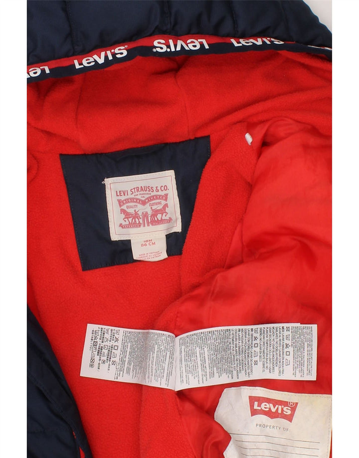 LEVI'S Baby Boys Graphic Padded Jacket 12-18 Months Navy Blue Colourblock