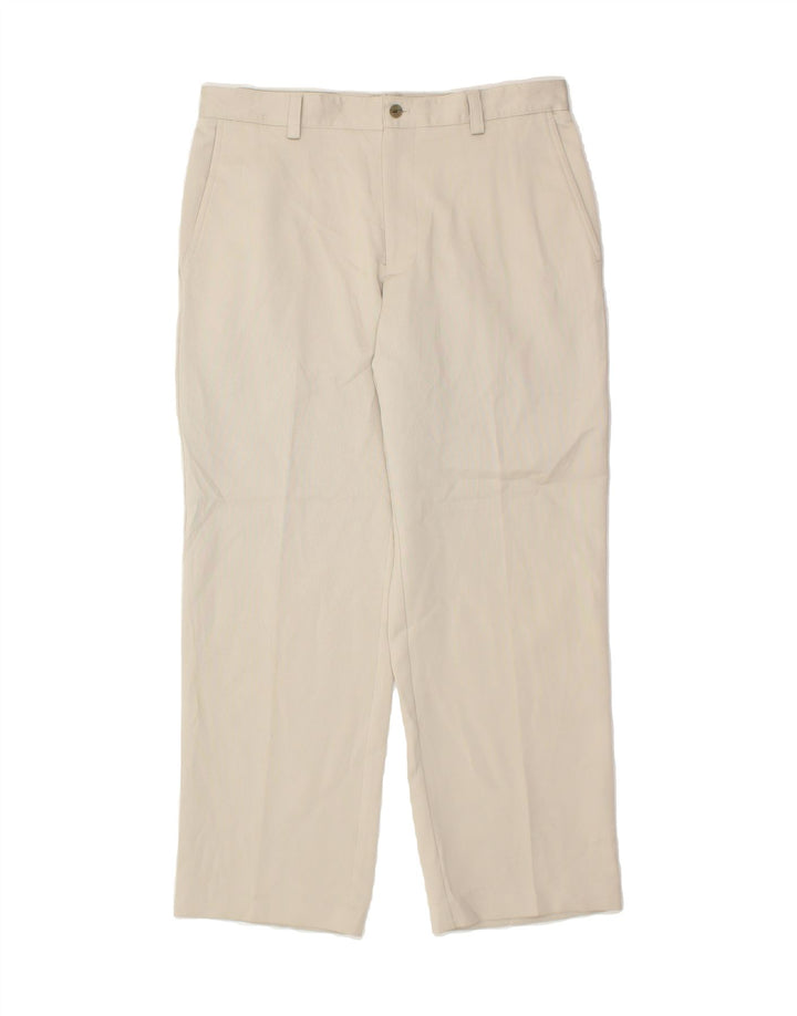 IZOD Mens Straight Chino Trousers W34 L29 Off White Polyester Vintage Izod and Second-Hand Izod from Messina Hembry 