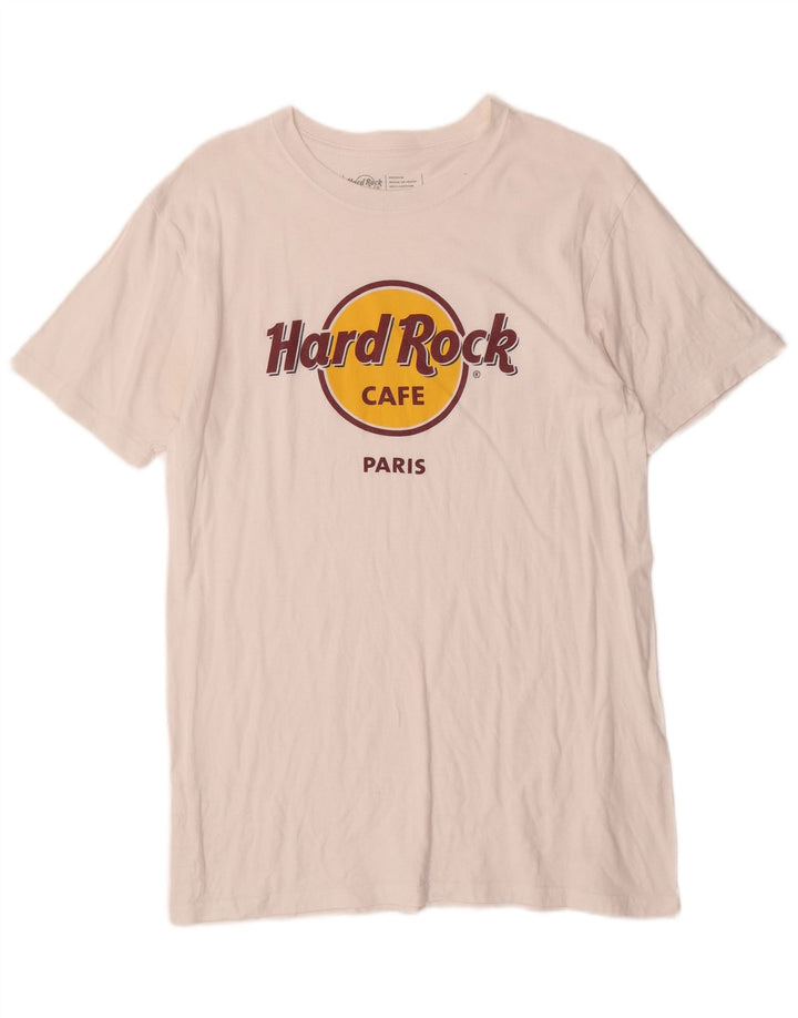 HARD ROCK CAFE Męski T-shirt z grafiką, średni, biały, bawełniany