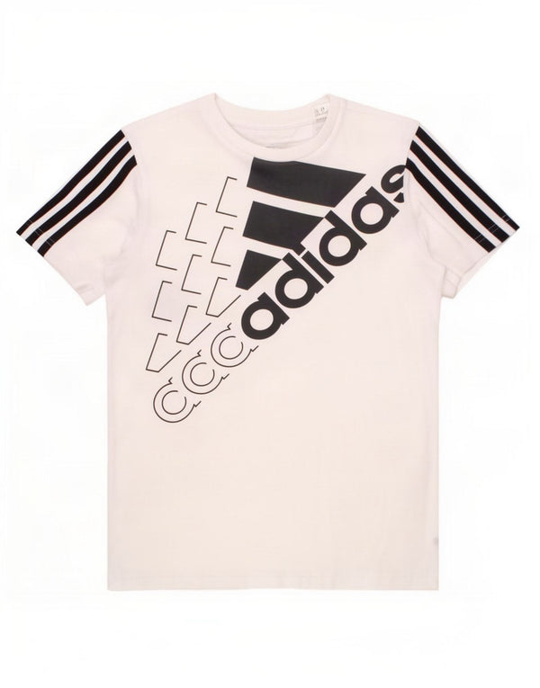 Chłopięca koszulka z grafiką Adidas, biała, bawełniana, 9-10 lat