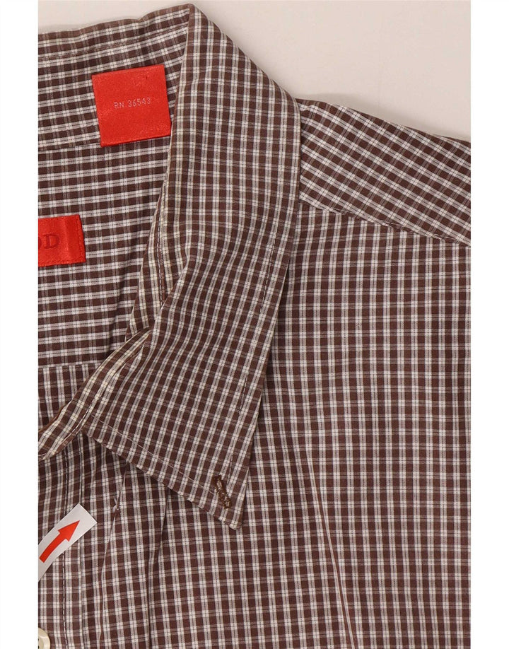 Koszula męska Izod 3XL, brązowa, bawełniana kratka