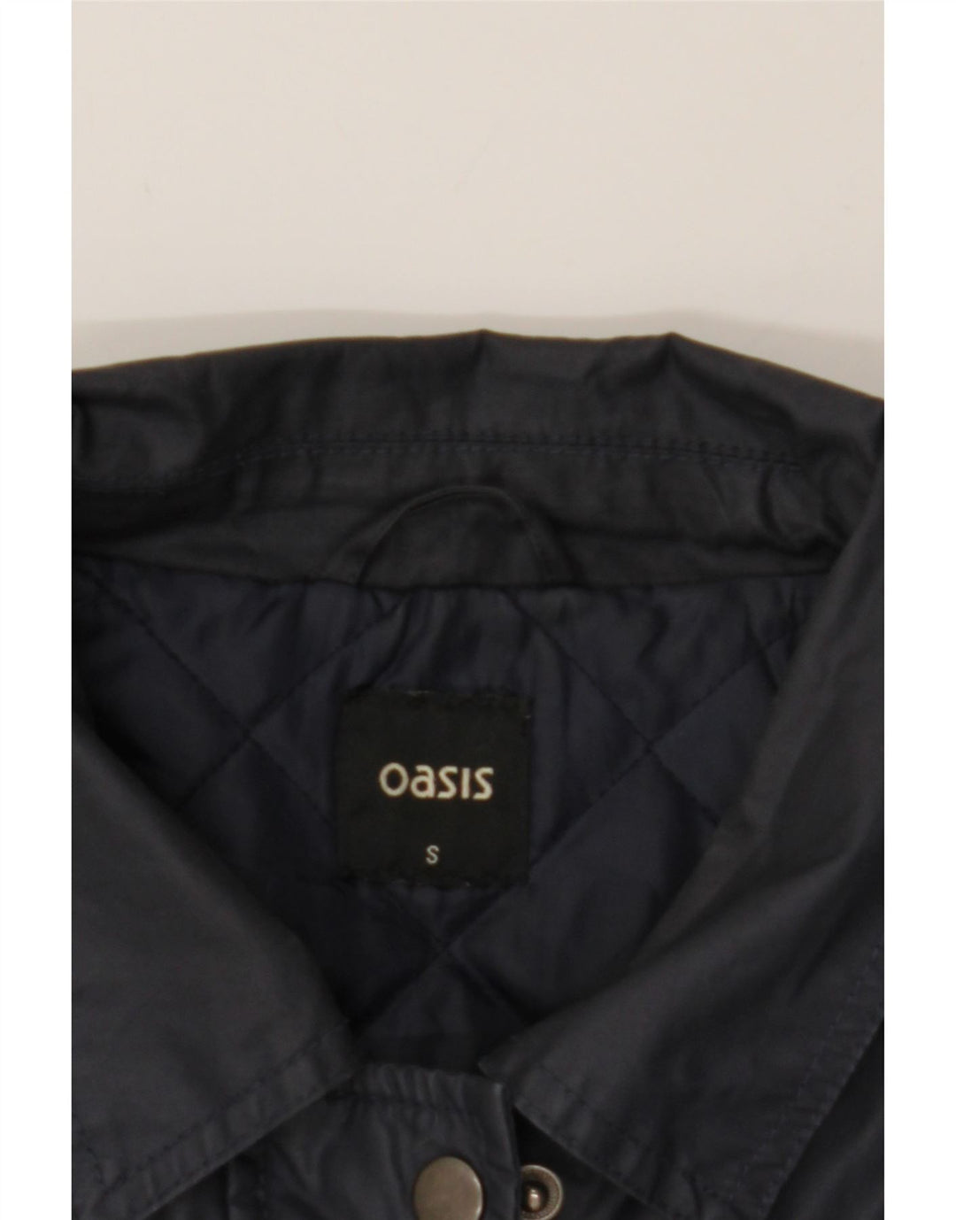 OASIS Womens Waxed Cotton Jacket UK 10 Small Navy Blue Cotton Vintage Oasis and Second-Hand Oasis from Messina Hembry 