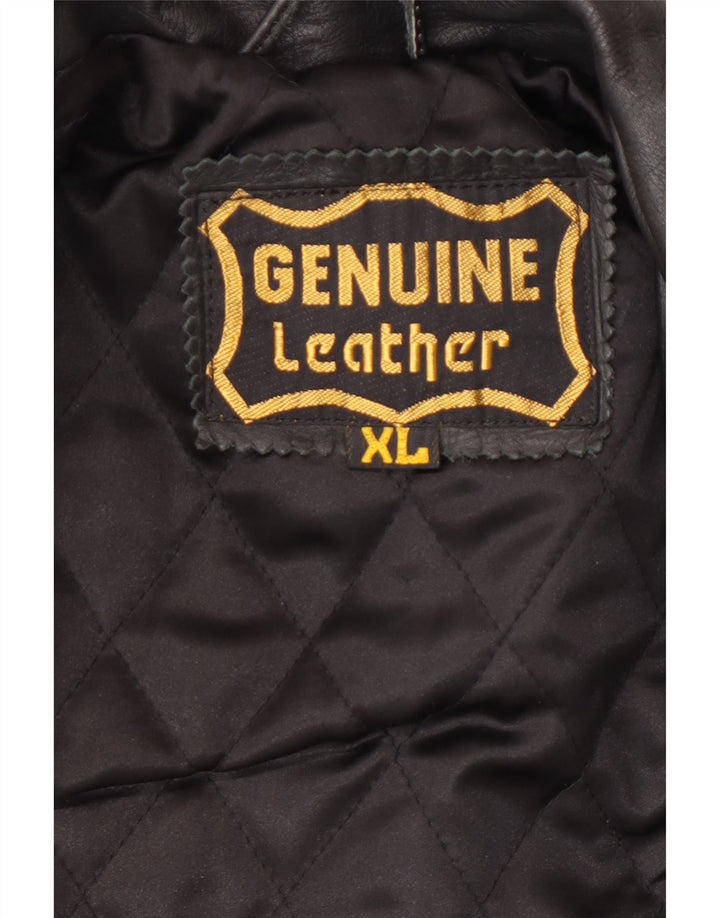 Męska kurtka skórzana VINTAGE UK 42 XL Czarna skóra z blokami kolorów