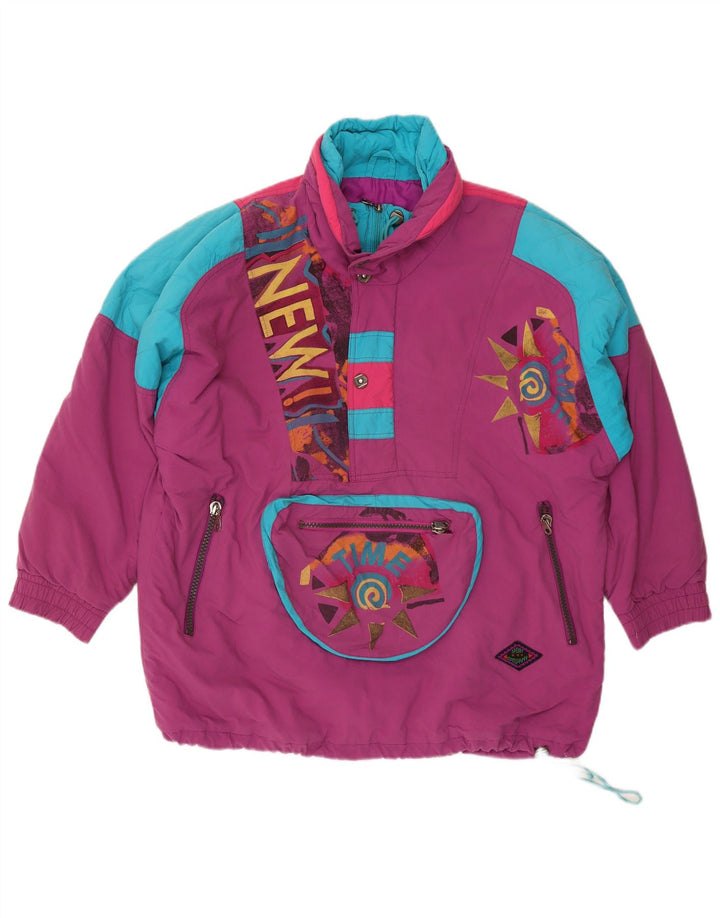 Męska kurtka narciarska Vintage Graphic Pullover UK 44 2XL Fioletowy blok kolorów
