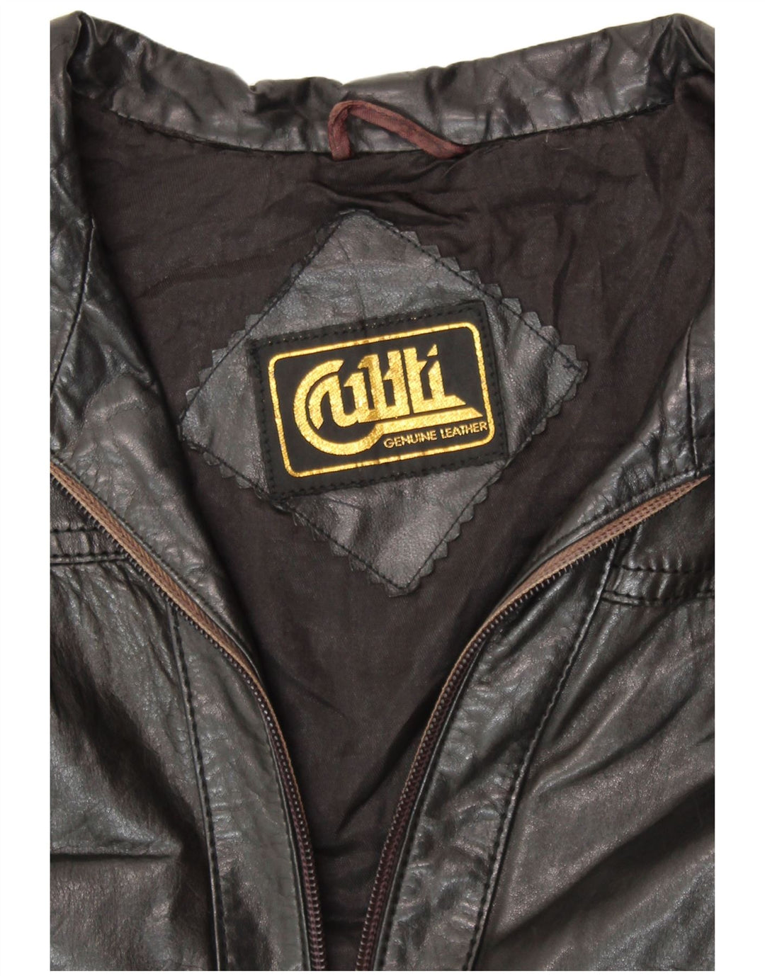 Damska kurtka skórzana VINTAGE UK 14, średnia czarna skóra