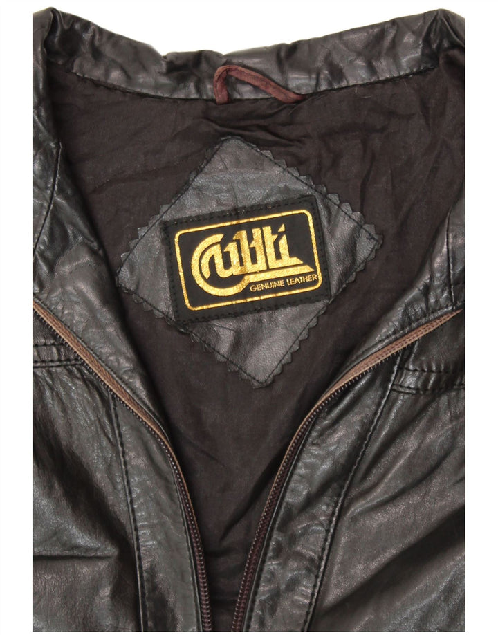 Damska kurtka skórzana VINTAGE UK 14, średnia czarna skóra