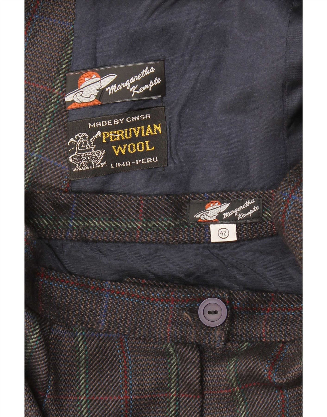 Vintage damski zestaw dwuczęściowych spódnic IT 42 Medium W26 w brązową kratkę