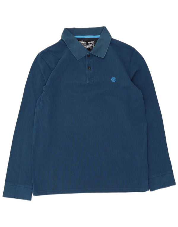 Męska koszulka polo Timberland z długim rękawem, slim fit, średnioniebieska, bawełniana
