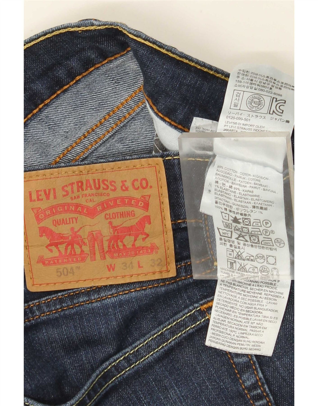 Damskie jeansy Levi's 504 Straight W34 L32 Niebieskie bawełniane