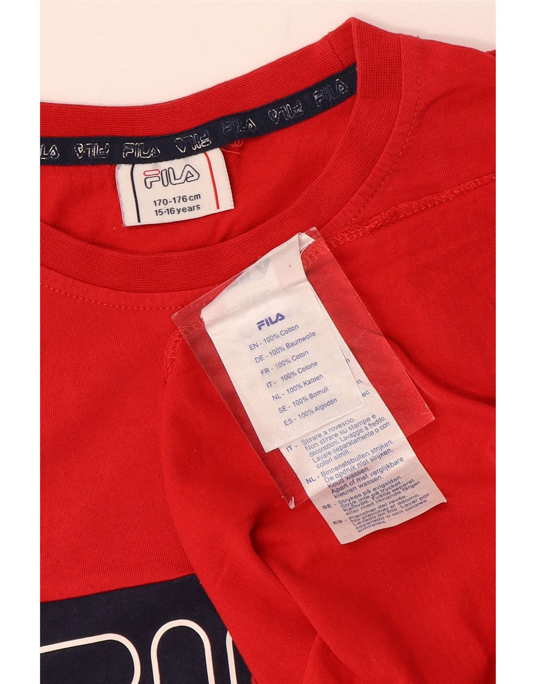 Chłopięcy T-shirt z grafiką Fila, 15-16 lat, bawełniany, w kolorze czerwonym