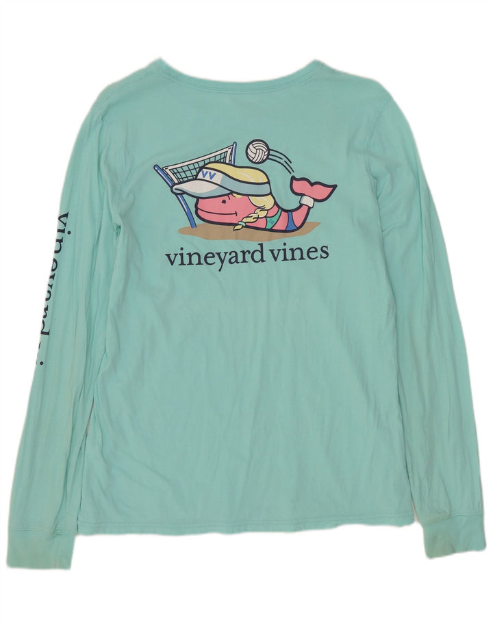 Damski top graficzny Vineyard Vines z długim rękawem, UK 14, średni niebieski, bawełniany