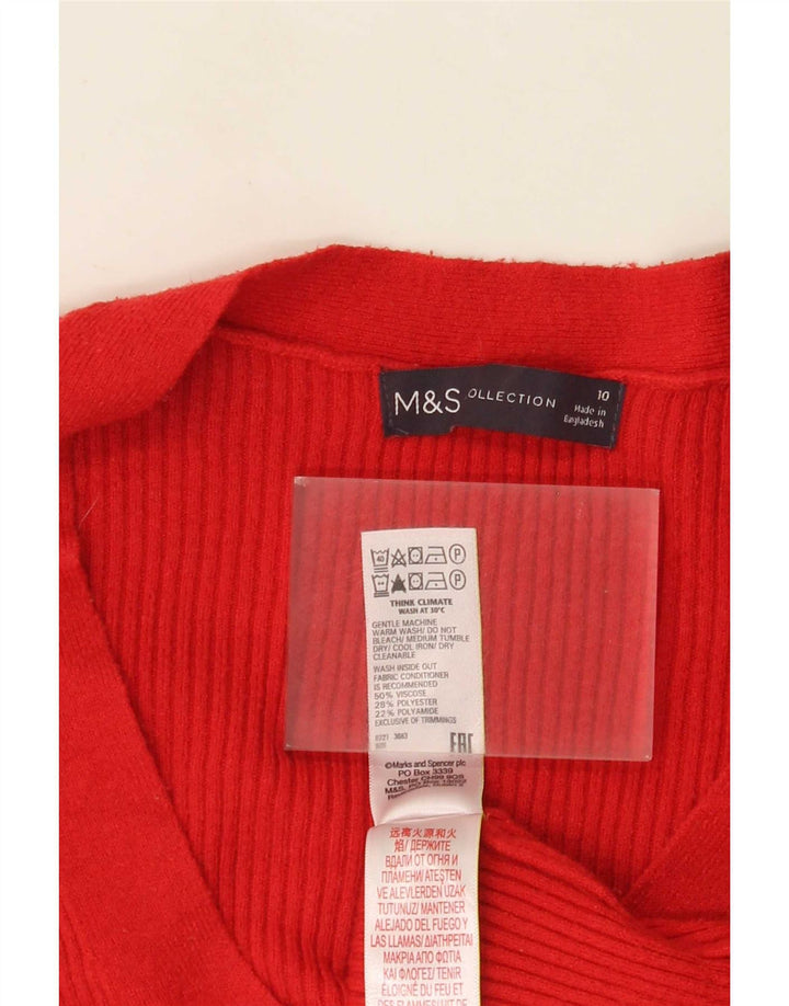 Marks & Spencer Damski sweter oversize z dekoltem w kształcie litery V, UK 10, mały, czerwony