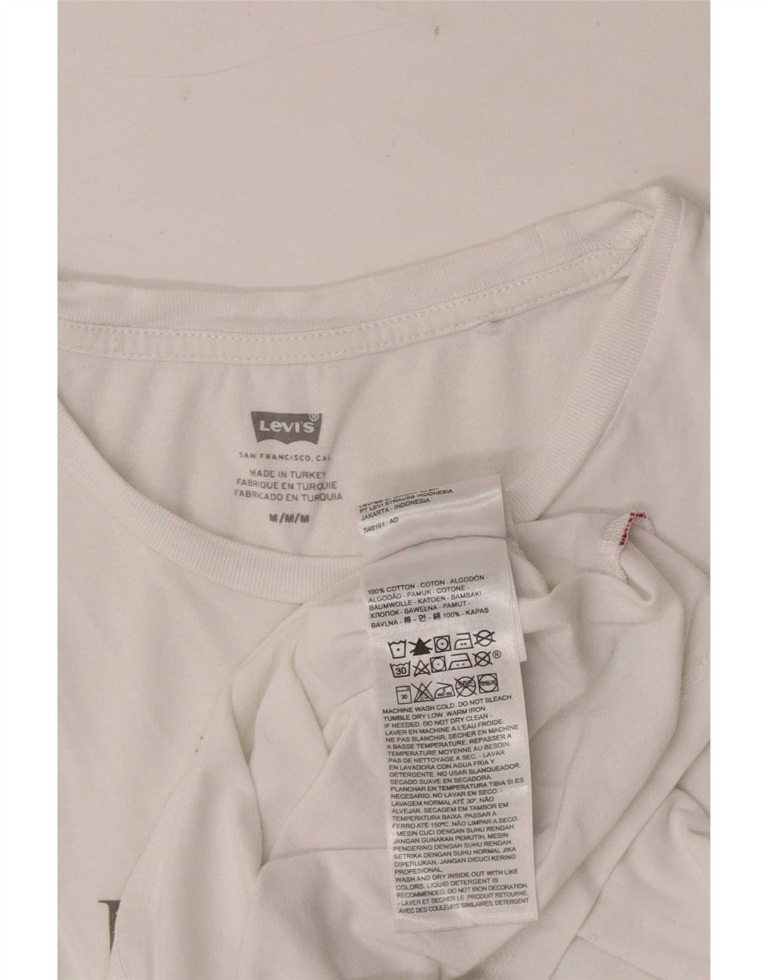 Damska koszulka z grafiką Levi's Top UK 12 Średnia biała bawełna