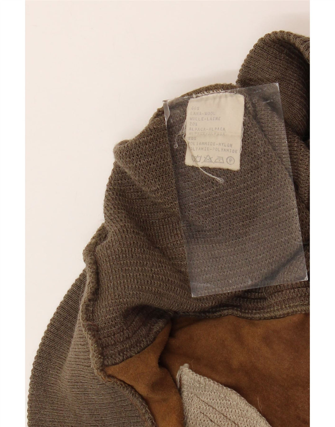 Męski sweter zapinany na guziki w stylu VINTAGE, duży, brązowy, geometryczny, wełniany