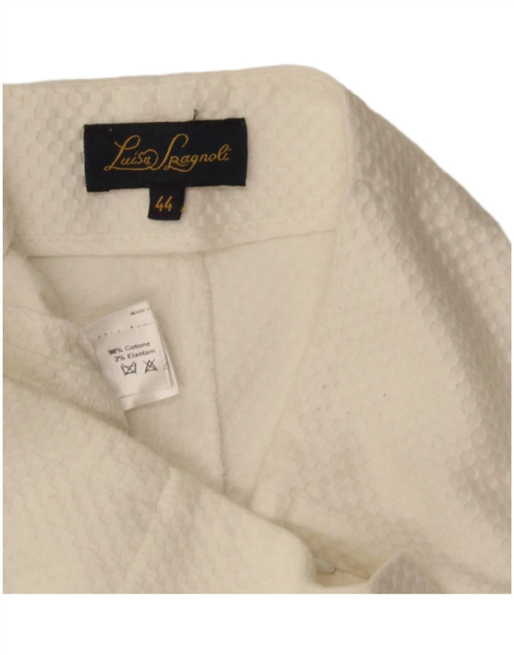 Damskie spodnie Capri Luisa Spagnoli IT 44 Medium W30 L21 Biała bawełna
