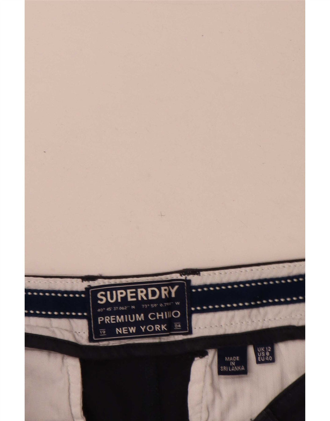 Damskie spodenki typu chino Regular Superdry UK 12 Medium W32 Granatowa bawełna