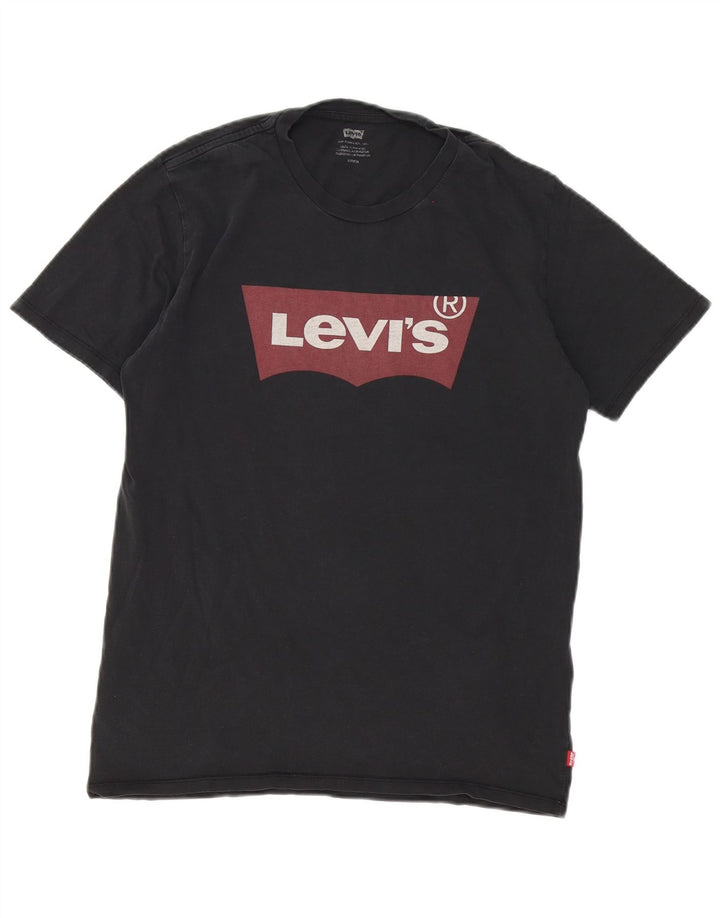 Męski T-shirt z grafiką Levi's, mały, czarny, bawełniany