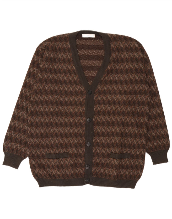 Sweter męski Bernardini, duży, brązowy, geometryczny