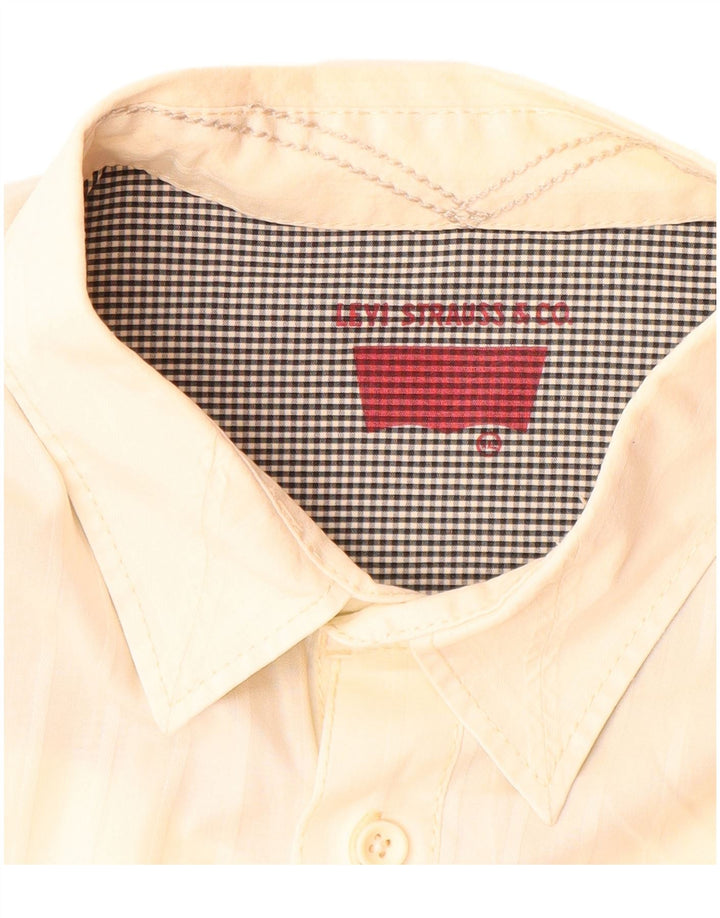 LEVI'S Mens Short Sleeve Shirt Large Yellow Pinstripe