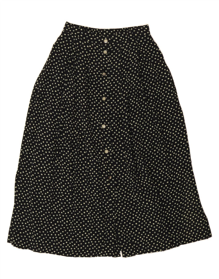 VINTAGE Womens Pleated Skirt W26 Small  Black Spotted Vintage Vintage and Second-Hand Vintage from Messina Hembry 