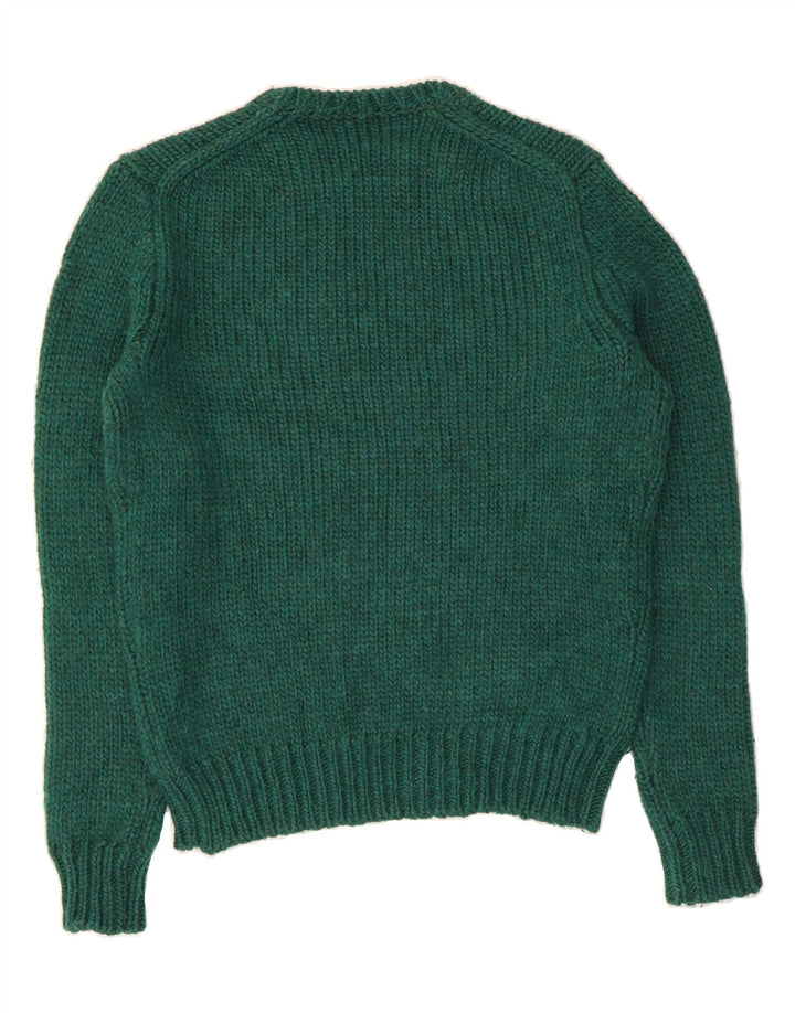 J. CREW Męski sweter z okrągłym dekoltem, średnio zielona wełna