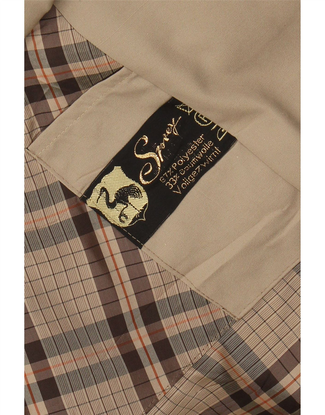 Trencz męski VINTAGE UK 40, duży, beżowy, poliester