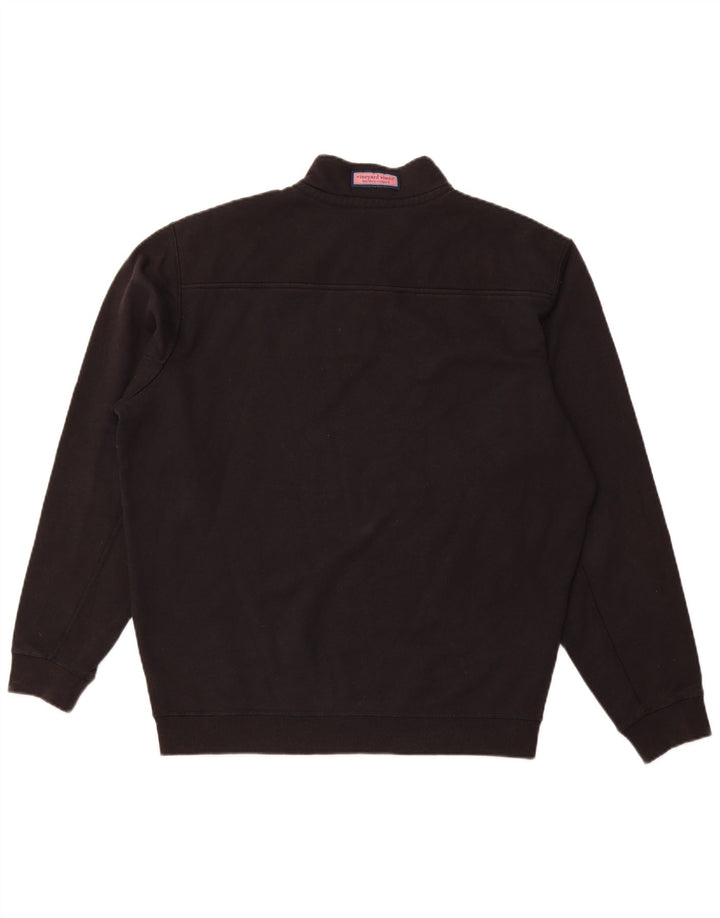 Męski sweter o luźnym kroju i zapinanym na zamek VINEYARD VINES, średni czarny