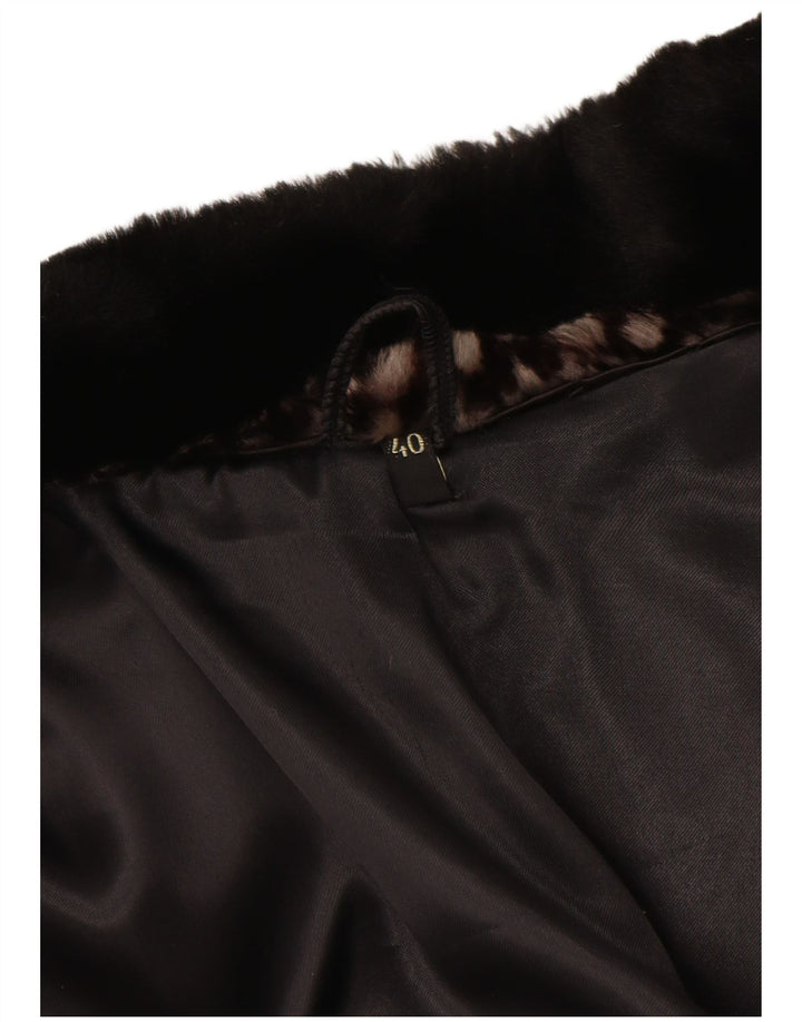 VINTAGE damski płaszcz ze sztucznego futra EU 40 średni brąz geometryczny